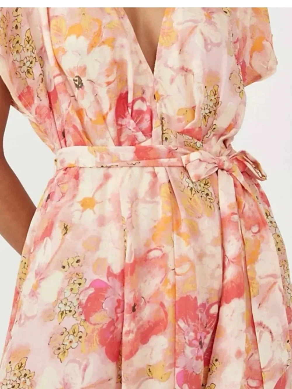 Free People Freddy tie mini dress small Fruit Punch Combo pink print NWT